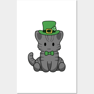 St Patrick Black Tabby Kitty Posters and Art